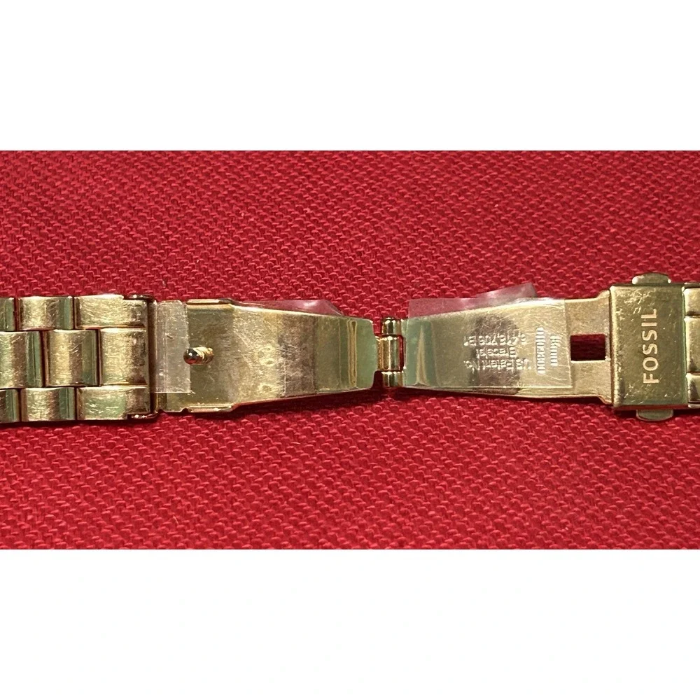 Fossil Watch Band 18mm Gold Tone Featuring Crystal Accents Stainless Steel New